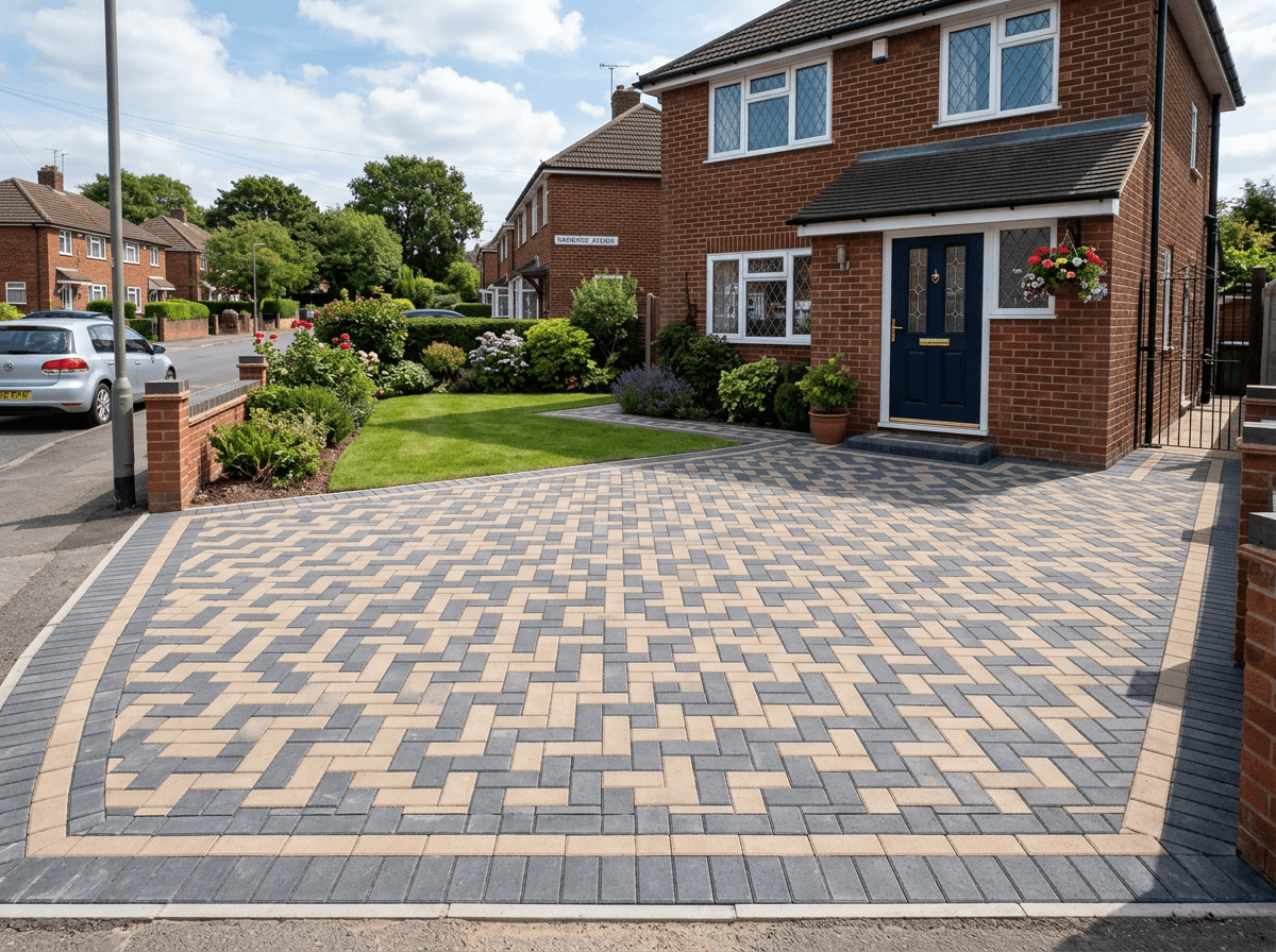Newly laid block-paved driveway